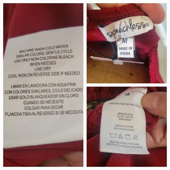 Speechless Womens Red Cut Out Elastic Waist Button Closure Blouson -M - Picture 9 of 9